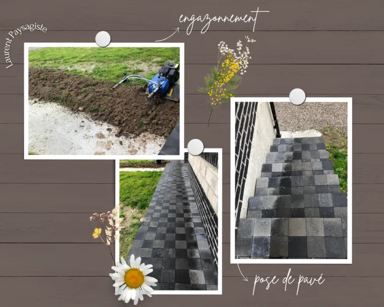 Engazonnement et pose de pavé, Hesdin, Laurent Paysagiste